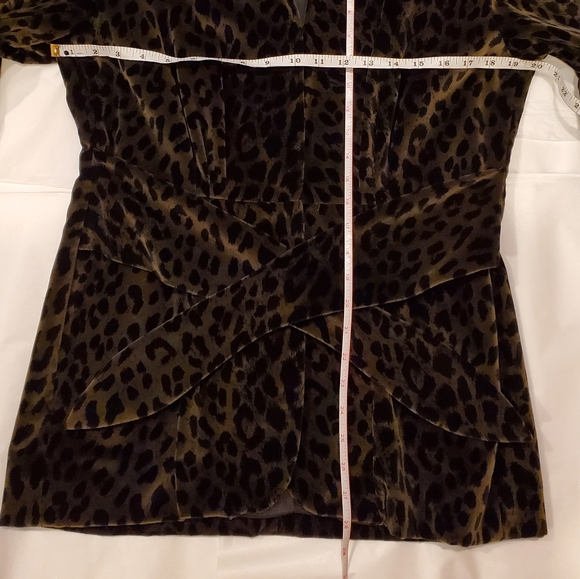 Bicci Leopard Print Olive & Black Velvet 100% Cotton Jacket with Tie - Picture 6 of 13